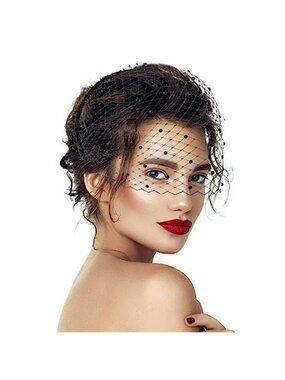 Lusofie Black Mesh Veil Headband 1920s Headpiece for Women Bridal Wedding Tea